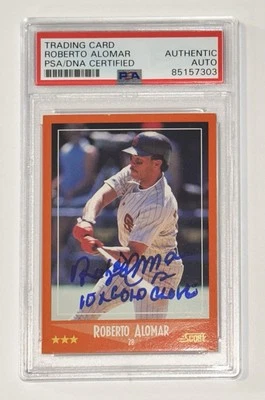 Roberto Alomar Signed 1988 Score Rookie Card w/ 10x Gold Glove - PSA/DNA 2 - Image 1 of 2