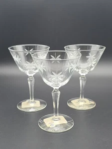 3 MCM Libbey Candlelight Atomic Star Sherbet Champagne Glasses W/ Sticker #3676 - Picture 1 of 7