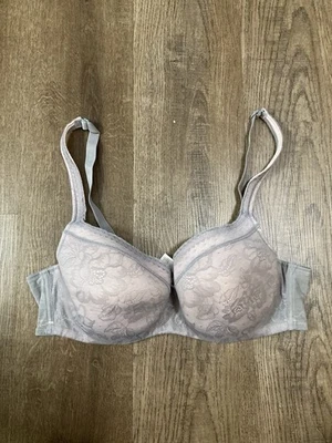 Sutiã Cacique Feminino Moderno Coberto de Renda Rosa e Cinza Tamanho 42C - Imagem 1 de 4