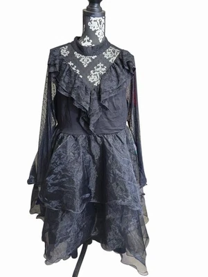 Torrid Black Lace Layered Dress Size 1 Whimsigoth Keyhole Party Cocktail Holiday - Image 1 of 4