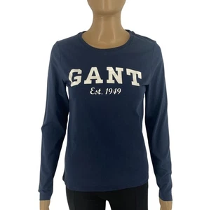 GANT Damen Navy Blau Logo Rundhals Langarm T-Shirt Größe XS - Bild 1 von 11