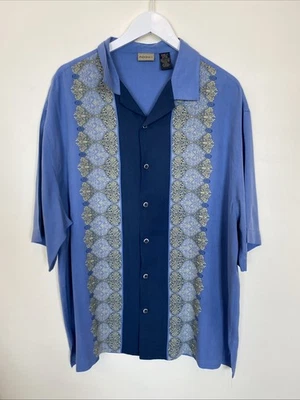 Camisa AXIST Azul 100% Seda Floral Años 90 Hawaiana Luau Informal Viernes Para Hombres 2XL Foto 1 de 4