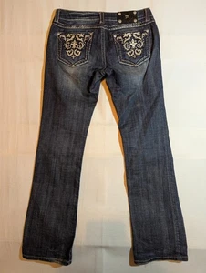 Miss Me Jeans Women's 30 Boot Cut Embellished Pockets Western Cowgirl Denim Blue - Picture 1 of 11