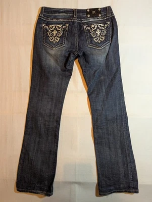Pantalones de mezclilla Miss Me para mujer 30 corte bota bolsillos adornados vaquera occidental azul Foto 1 de 4