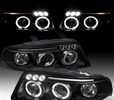 Fit For Audi A4 S4 1999 2000 2001 Black LED Halo Projector Headlights Headlamps Foto 1 de 4