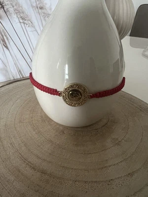 Ceyrek Bileklik|Armband| vergoldet|Altin Kaplama-Atatürk Münze|Makramee Rot - Bild 1 von 4