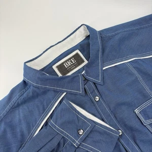 BKE Buckle Athletic Fit Western Pearl Snap Blau XXXL Hemd Herren Langarm - Bild 1 von 12