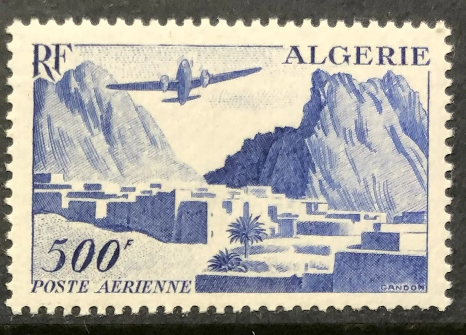 Algeria C11 VF, Mint, VLH Airmail, Plane over Village 1953 - Scott $32.50 - Image 1 of 1