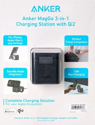 Anker MagGo Magnetic 3-in-1 Wireless Charging Stand Apple Watch, iPhone, Airpods - Image 1 of 2