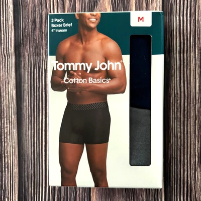 "Paquete de 2 calzoncillos boxer Tommy John básicos de algodón para hombre color liso entrepierna mediana de 4""" Foto 1 de 4