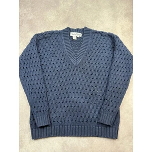 Suéter Diane Von Furstenberg DVF Azul Tejido Cuello en V Malla Agujeros Talla M Clásico - Imagen 1 de 13