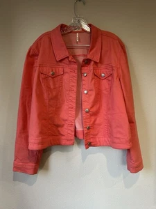 Chaqueta de mezclilla elástica Tribal Jeans color salmón talla XL - Imagen 1 de 7