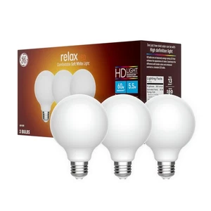 GE Relax LED Light Bulbs, 60 Watt, Soft White, G25 Globe Bulbs, Frosted, Medi... - Picture 1 of 9
