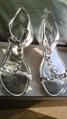 silberne funkel Sandalen Größe 38 wenig genutzt - Bild 1 von 4