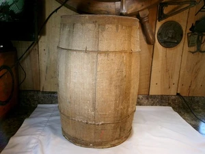 Vintage Primitive 18" Wooden Wire Steel Banded Nail Keg Barrel - Picture 1 of 6