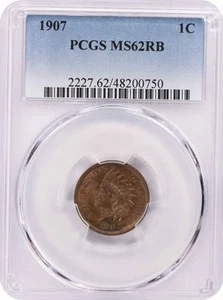 1907 Indian Cent MS62RB PCGS - Picture 1 of 2
