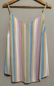 Camiseta sin mangas Torrid 3X a rayas pastel sin mangas playa cuello en V costera - Imagen 1 de 9
