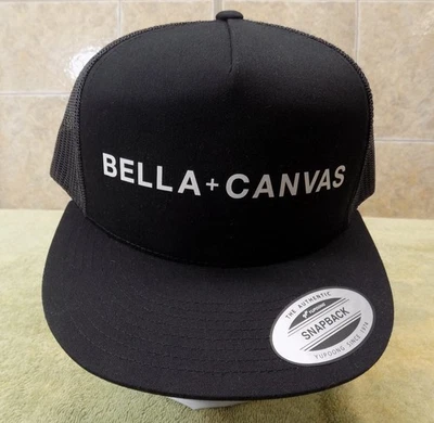 Bella + Canvas Logo Snapback Hat Men's Black Mesh Trucker Adjustable Cap - Image 1 of 4