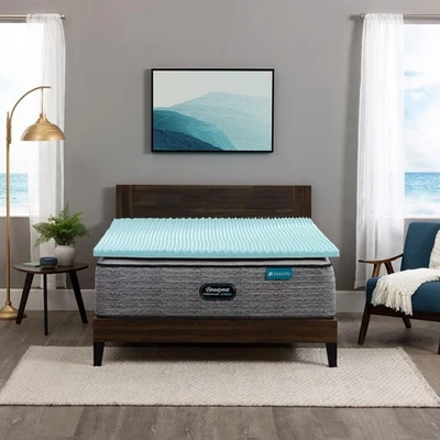 Beautyrest Cool Wave 2" Memory Foam Mattress Topper California King Blue - Image 1 of 4