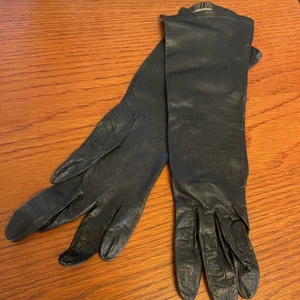 Christian Dior Vintage Womens Size 6.5 Black Soft Leather 13" Long Gloves France - Picture 1 of 6