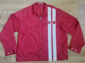 Vintage Budweiser Swingster Racing Jacket Red White Zip Up Lightweight Mens XL - Picture 1 of 17