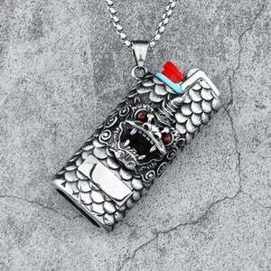 Stainless Steel Lighter Case Cover for BIC J5 Lighter Cover Case Shell Necklace - Picture 1 of 16