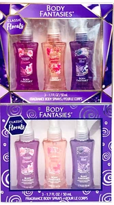 2 Body Fantasies Classic Florals Cherry Blossom Sweet Pea Twilight 3 Body Sprays - Picture 1 of 1