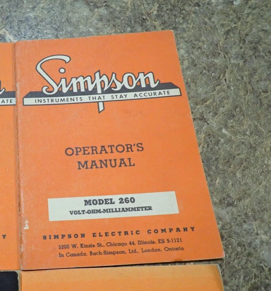 Simpson  Volt-Ohm-Milliammeter 260 Operator's Manual - Image 1 of 1