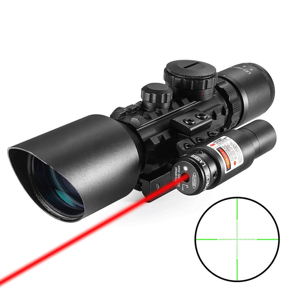 Tactical Reflex Optics Sight Illuminated Riflescope Red Dot Laser Sight 3-10x42E - Image 1 of 4