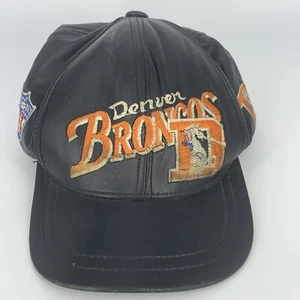 Vintage Rare Denver Broncos Black Leather Snapback Hat NFL - Bild 1 von 10
