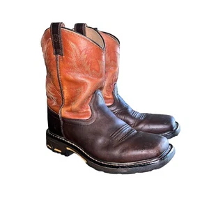 Ariat Size Youth size 5 WorkHog Wide Square Toe Brown Leather Boots 10007837 - Picture 1 of 7