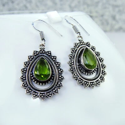 Ohrringe märchenhaft Damenohrringe Edelstein Peridot Filled Sterling Silber 925  - Bild 1 von 2