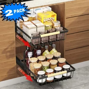 NEW 2 Pack Pull Out Cabinet Organizer for Kitchen Pantry Bedroom - Picture 1 of 9
