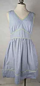 Esley Damen Größe L blau/weiß & grün Trim Pen Stripe Fit/Flare ärmelloses Kleid - Bild 1 von 5