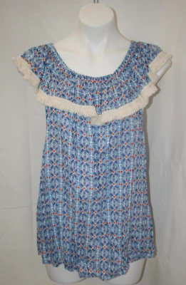 Roberta Roller Rabbit Lucia Geometric Off the Shoulder Top Blouse Size L NEW - Image 1 of 4