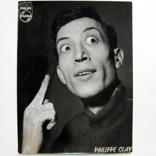 Photographie chanteur Philippe Clay 1959 dédicace à actrice disques Philips