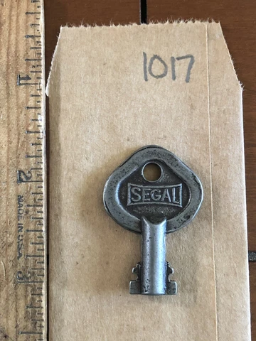 Vintage Original Antique SEGAL Hollow Barrel Padlock Double Bit Key A-9  Lot1017 Cover