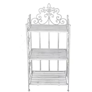 Boucle 117.5cm Metal Wood Bakers Stand Rack Home Pantry Organiser Small White - Picture 1 of 1