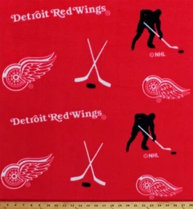 Fleece Detroit Red Wings Red NHL Hockey Sports Fabric Print BTY A605.30 - Picture 1 of 1