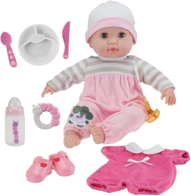JC Toys Berenguer Boutique 15in Soft Body Baby Doll With 10 Piece Gift Set - Pink
