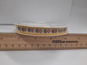VTG Grayblock Jacquard Rayon Fabric Ribbon ~ Red Green Yellow Floral 20 Yds NIP - Picture 1 of 5