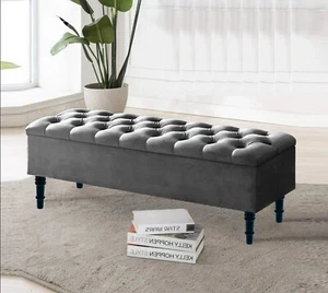 Large Ottoman Bench with Storage, 4ft Ottoman Footstool, End of Bed Bench, - Picture 1 of 55
