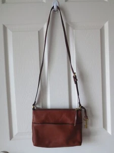 Fossil Crossbody Bag Brown Leather 10"x 7.5" - Picture 1 of 13