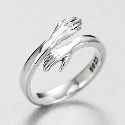 Love Hug Silver Ring Couple Rings Adjustable ...