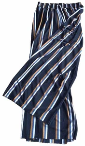 TU Black Mix Striped Pull On Wide Leg Drawstring Elasticated Trousers 34”W 26”L - Picture 1 of 3