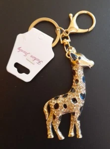 Giraffe Gold / Schwarz Strass Geldbörse Schlüsselanhänger Anhänger Tasche - Bild 1 von 2