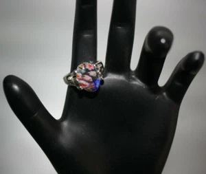 Multi-color Stone Ring Silver Women's fashion Jewelry Size 8 New - Picture 1 of 3