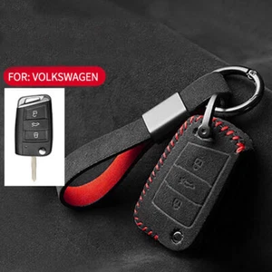 Full Suede Covered Key Fob Remote Protector Holder Cover Case For Volkswagen E - Picture 1 of 8