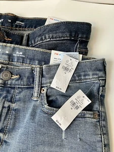 Old Navy Boy’s 360 Stretch KarateIndigo/Mudd Slim/Skinny Jeans Size 16 (2 PAIRS) - Picture 1 of 13