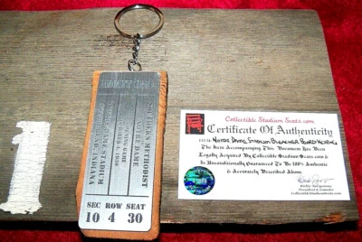 🏈 NOTRE DAME BLEACHER SEAT KEYRING Fighting Irish Joe Montana Gipp Rockne ND ☘️ - Image 1 of 4